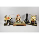 A Collection of Oriental Displays to Include Fan, Shield, Figure, Lacquered Vase etc