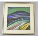 A Framed Small Modern Art Watercolour Depicting Mountain Road, 17.5cm wide