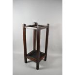An Edwardian Oak Four Division Square Topped Stick Stand, 61cm High
