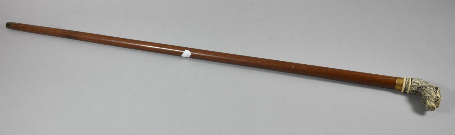 A Modern Walking Cane with Resin Otter's Head Handle, 91cm Long