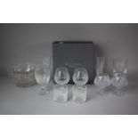 A Collection of Various Glassware to Include Waterford Boxed Brandy Balloon, Welsh Royal Brandy