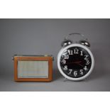 A Vintage Bush Radio TR130 Together with a Modern Alarm Clock, 30cm high