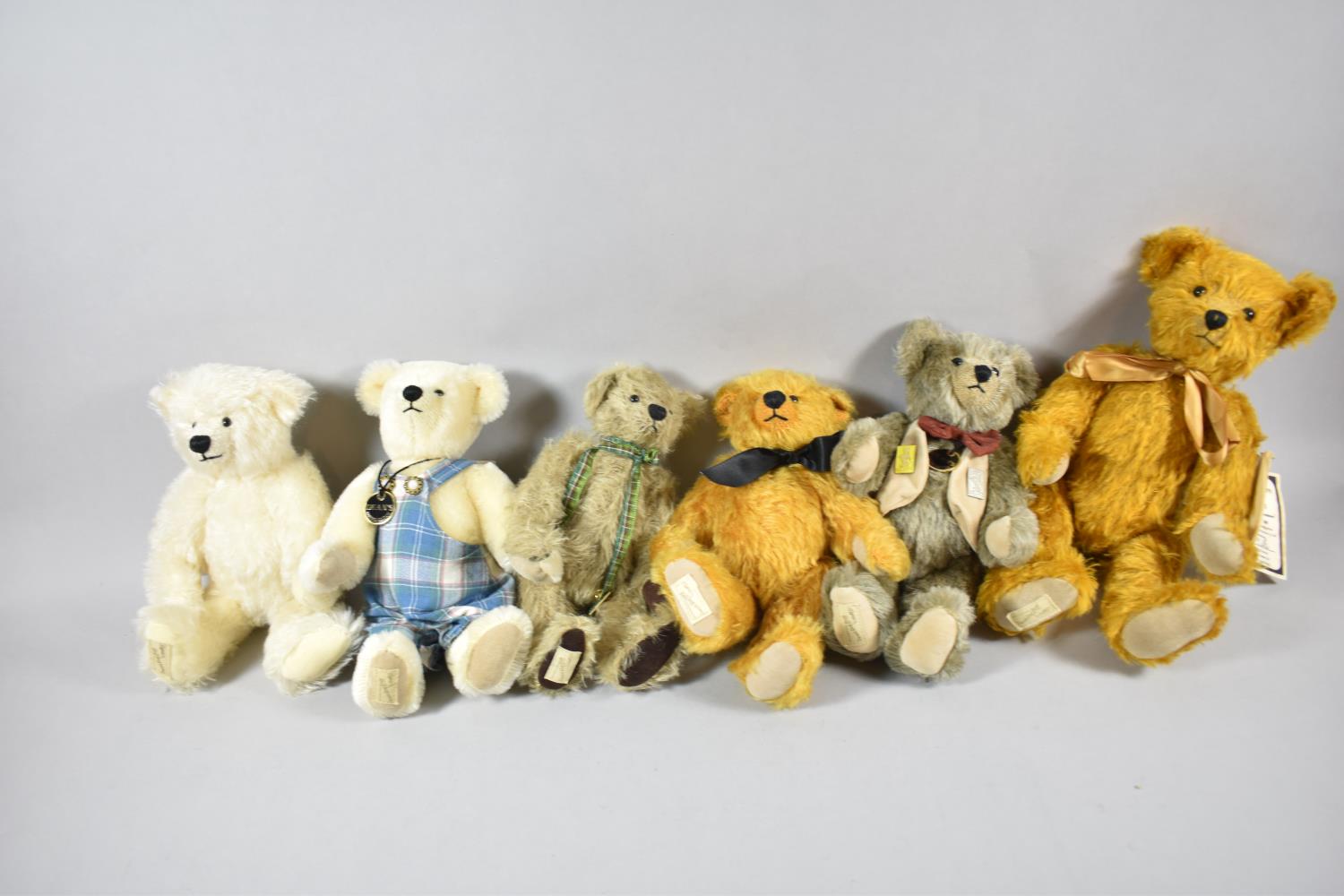 A Collection of Six Deans Teddy Bears to Include Teddy Telford 9/15, Hudson 2002, Hugo no.3154,