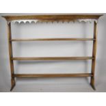 A Three Shelf Oak Dresser Plate Rack, 164cm Wide