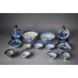 A Collection of Various 18/19th Century Blue and White Ceramics to Include Tea Bowls, Bowls, Saucers