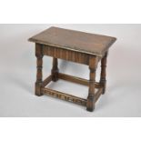 A Small Mid 20th Century Oak Stool with Rectangular Top, 48cm wide