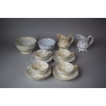 A 19th Century Teaset to Comprise Cups, Jugs, Slop Bowls, Saucers etc (Some at Fault)