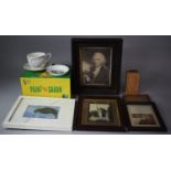 A Box Containing Various Vintage Photographs, Prints, Shaun in the City Figure, Crown Devon