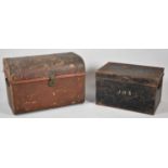 A Vintage and Metal Travelling Trunk and a Deed Box