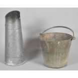 A Galvanized Bucket and Coal or Coke Scuttle