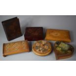 A Collection of Various Carved, Pokerwork and Lacquered Boxes