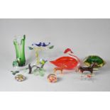 A Collection of Various Coloured Glassware to include Millefiori Paperweights, End of the Day