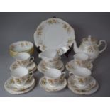 A Colclough Autumnal Leaves Pattern Teaset to comprise Teapot (AF) Milk, Sugar, Five Cups, Six