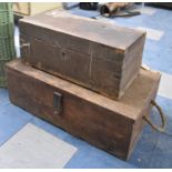 Two Vintage Wooden Toolboxes, The Largest 71cm Wide