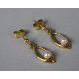 A Pair of 9ct Gold and Pearl Earrings, 1.9g