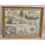 A Framed Map of the West Indies, 54cm wide