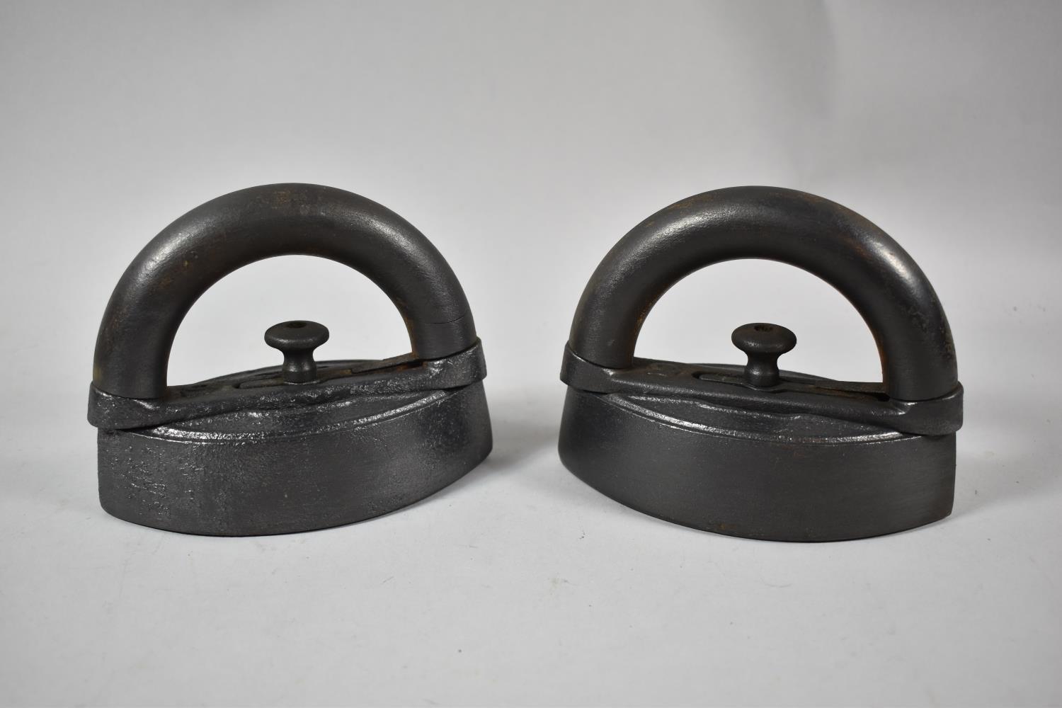 A Pair of Coalbrookdale Cast Iron Flatirons, 15.5cm Long