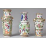A Collection of Three 19th Century Chinese Canton Famille Rose Vases to Include Two Examples