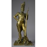 A Moulded Brass Study of a Napoleonic Soldier, 24.5cm high