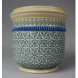 A Doulton of Lambeth Circular Planter, Usual Blue Colour Enamels, 20cm diameter and 19cm high