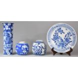 A Collection of Four Pieces of 19th Century Chinese Blue and White Porcelain to Include Sleeve