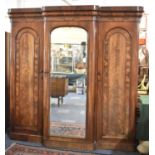 A Victorian Breakfront Mahogany Triple Mirror Fronted Wardrobe with Fitted Interior, Three Centre