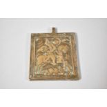 A 19th Century Russian Bronze Icon Pendant, St. George and the Dragon, 6.5cm high