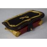 A 19th Century Leather Military Message Pouch with Cross Sword and Quill Decoration in Gilt, 16cm