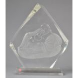 An Engraved Glass Plaque of Reclining Buddha, 20cm high