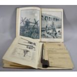 A Vintage Students Military Scrapbook, Bound Volume, "Fragments from France" and a Vintage Bayonet