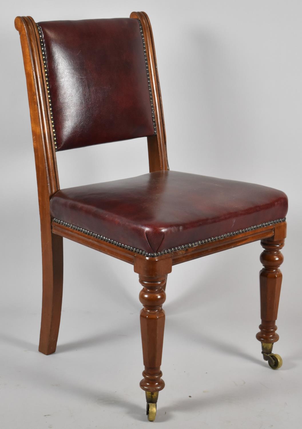 A Set of Four Hide Upholstered Mahogany Framed Edwardian Dining Chairs - Image 2 of 2