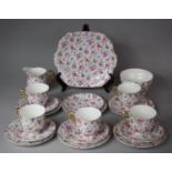 A Early to Mid 20th Century Chintz Pattern Teaset comprising Cake Plate, Saucers, Side Plates, Cups,