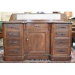 A Late Victorian Mahogany Inverted Breakfront Washstand with Centre Short Drawer Over Cupboard and