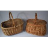 Two Vintage Wicker Shopping Baskets, 38cm Wide