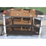 A Modern Three Tier Smoked Glass TV Stand, 80cm wide