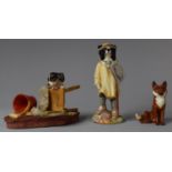 A Beswick Seated Fox, Beswick Shepherd Sheep Dog and Aynsley Terrier Pup