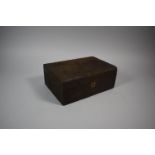A Vintage Suede Covered Rectangular Work Box, Missing Inner Tray, 25.5cm wide