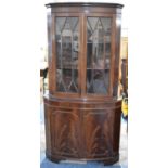 A Nice Quality Mahogany Bow Fronted Double Free Standing Corner Cabinet, 90cm wide