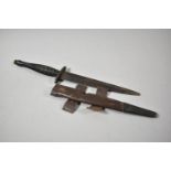 A WWII Commando Dagger with Leather Scabbard, Blade Tip Missing