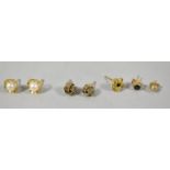 A Collection of 9ct and Yellow Metal Earrings, 4.1g of Gold