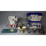 A Collection of Various Metawares and Cutlery to include Two Cases Sets of Cutlery, Helmet Shaped