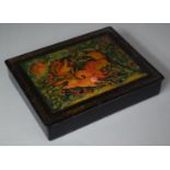 A Russian Rectangular Lacquered Box Depicting Russian Fairytale, "The Three Horses", Damage to