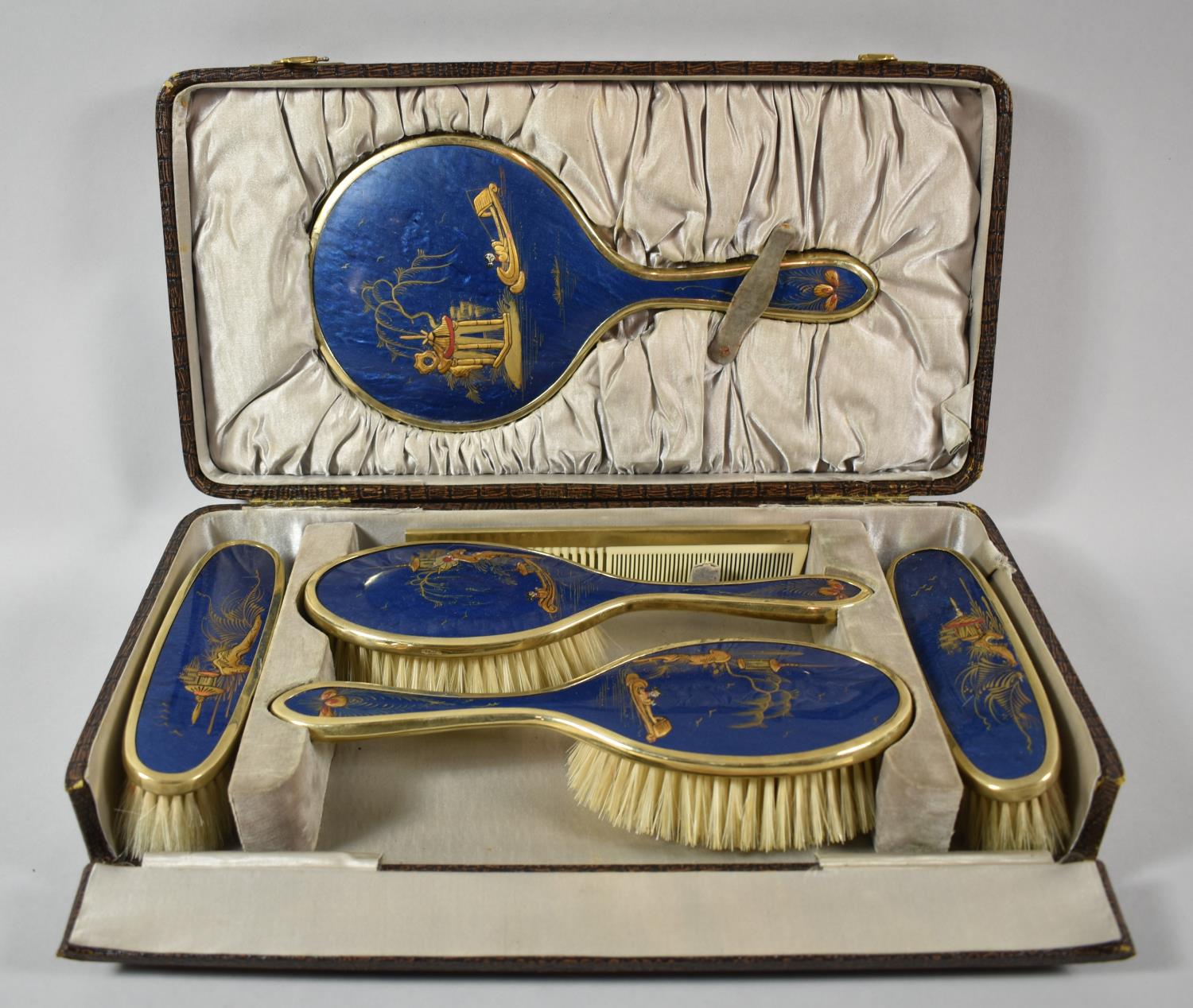 An Early 20th Century Chinoiserie Dressing Table Set in Original Box