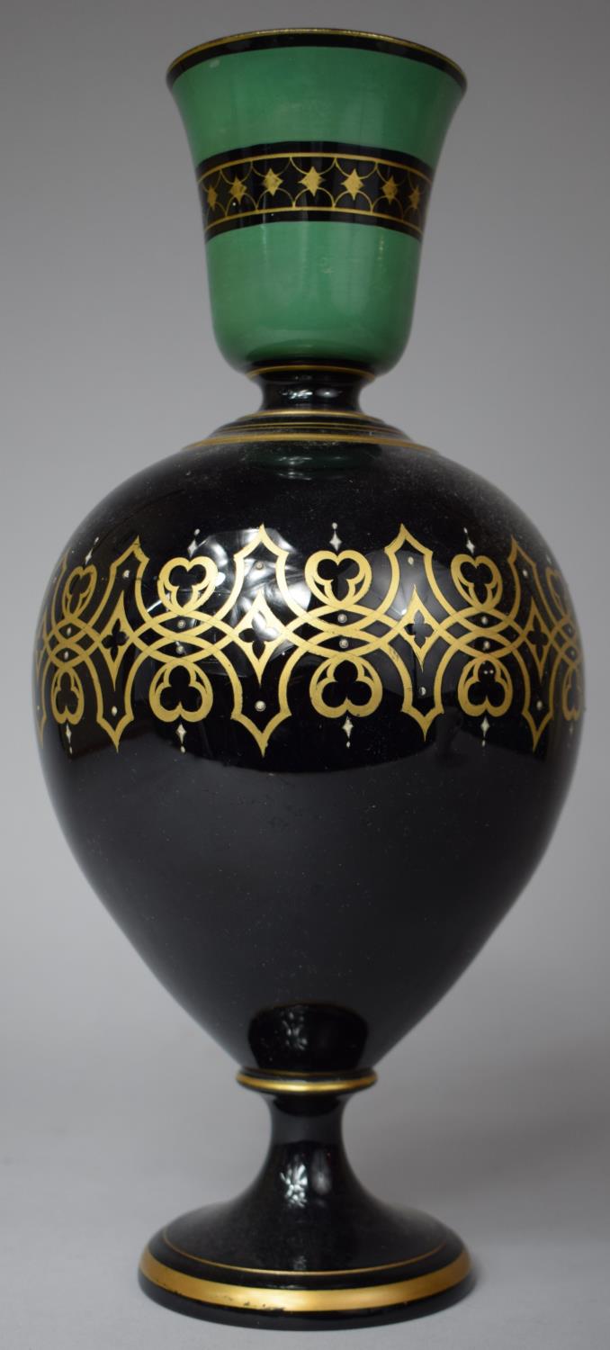 A Glazed Terracotta Vase with Gilt Decoration, 36cm high