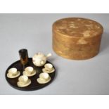 A Meji Miniature Teaset and Tray with Cylindrical Container, With Original Circular Box, 8cm