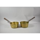 Two 19th Century Brass Jam Pans with Steel Handles, 19cm Diameter