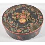 A Chinese Lacquered Box with Floral Decoration in Relief to Lid, 26cm Diameter