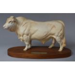 A Royal Doulton Charolais Bull on Oval Wooden Plinth Model BA27