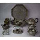 A Collection of Various Pewter Teawares, Tray, Cruet etc