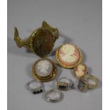 A Small Collection of Costume Jewellery to Include Silver and Jewelled Rings, Early Cameo, Silver